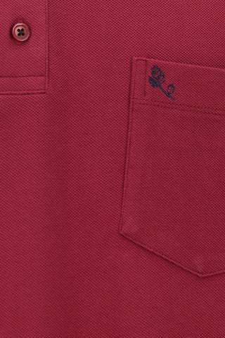  Şarap Bordo Cepli Polo Yaka Regular Fit Nakışlı Pamuk Tişört