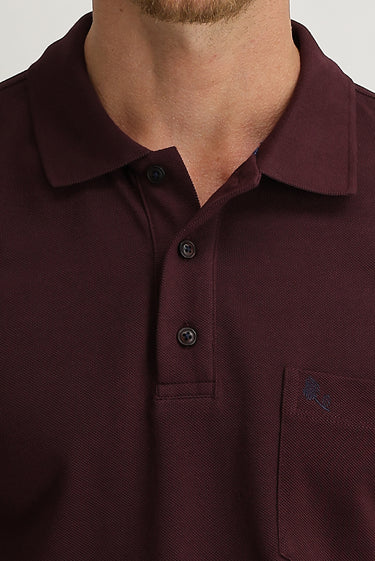  Koyu Bordo Cepli Polo Yaka Regular Fit Pamuk Tişört