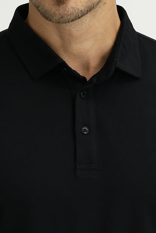  Siyah Polo Yaka Regular Fit Pamuk Tişört