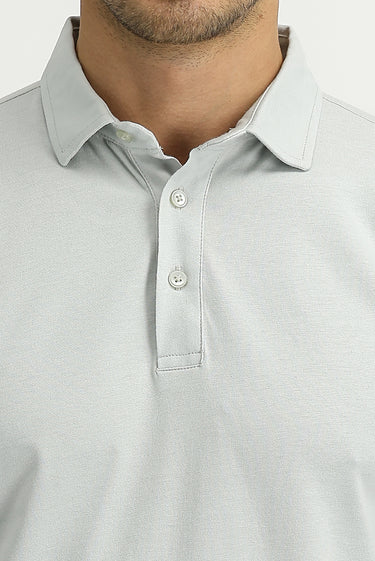 Gümüş Polo Yaka Regular Fit Pamuk Tişört