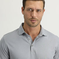 Orta Gri Polo Yaka Regular Fit Pamuk Tişört