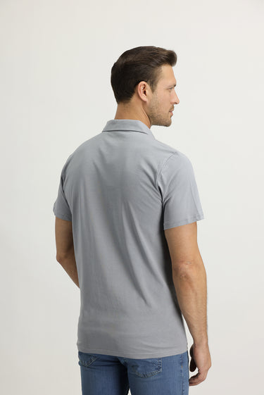 Orta Gri Polo Yaka Regular Fit Pamuk Tişört