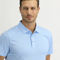 Uçuk Mavi Polo Yaka Regular Fit Pamuk Tişört