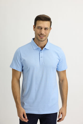  Uçuk Mavi Polo Yaka Regular Fit Pamuk Tişört