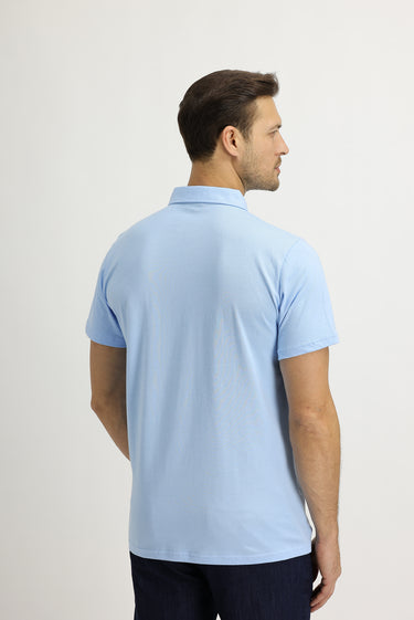 Uçuk Mavi Polo Yaka Regular Fit Pamuk Tişört