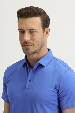  Mavi Polo Yaka Regular Fit Pamuk Tişört