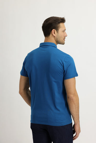 Orta Petrol Polo Yaka Regular Fit Pamuk Tişört