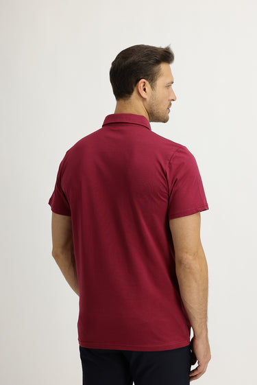 Şarap Bordo Polo Yaka Regular Fit Pamuk Tişört
