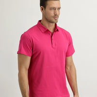 Orta Pembe Polo Yaka Regular Fit Pamuk Tişört