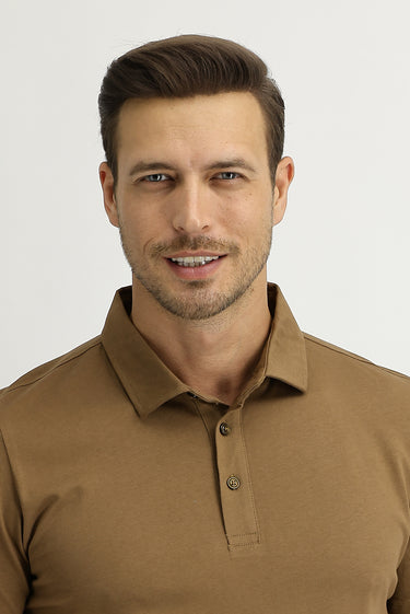 Tarçın  Polo Yaka Regular Fit Pamuk Tişört