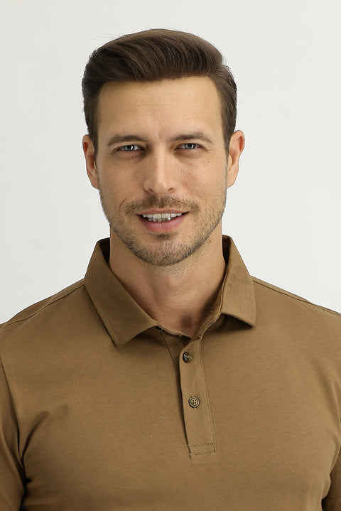 Tarçın  Polo Yaka Regular Fit Pamuk Tişört