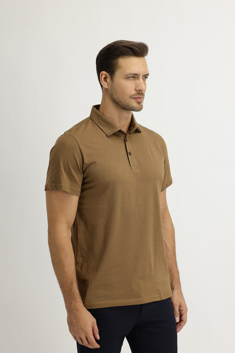 Tarçın  Polo Yaka Regular Fit Pamuk Tişört