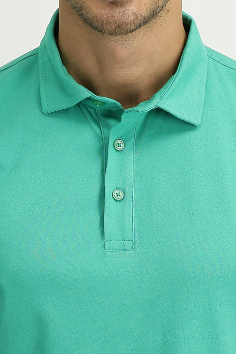 Koyu Yeşil Polo Yaka Regular Fit Pamuk Tişört