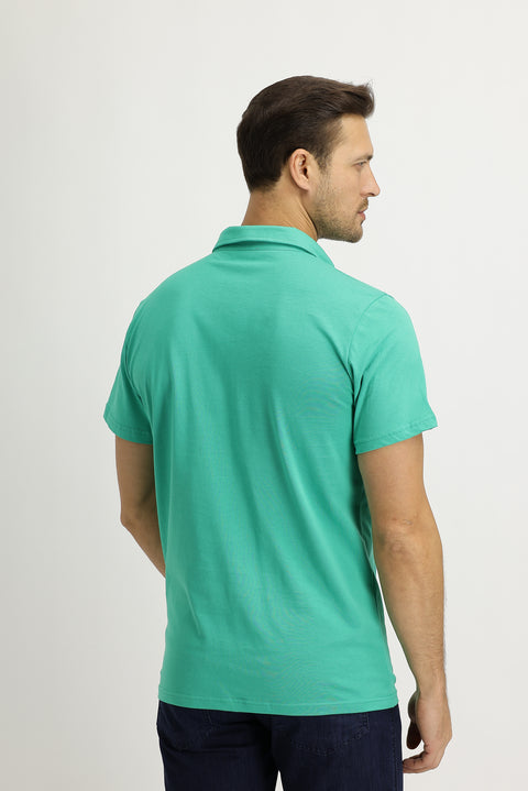 Koyu Yeşil Polo Yaka Regular Fit Pamuk Tişört