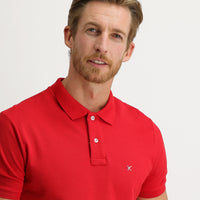 Bayrak Kırmızı Polo Yaka Regular Fit Nakışlı Pamuk Tişört