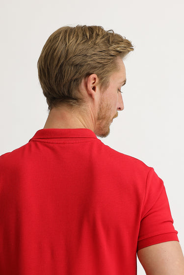 Bayrak Kırmızı Polo Yaka Regular Fit Nakışlı Pamuk Tişört