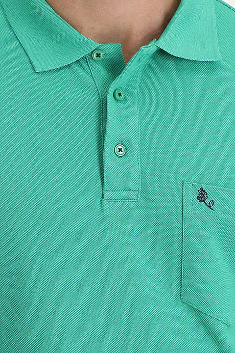 Koyu Yeşil Cepli Polo Yaka Regular Fit Tişört
