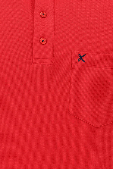 Koyu Kırmızı Cepli Polo Yaka Regular Fit Nakışlı Pamuk Tişört