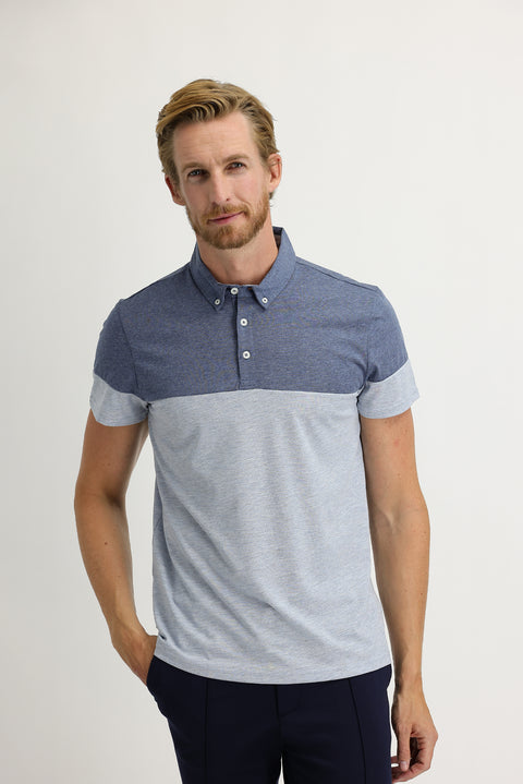 Orta Gri Polo Yaka Regular Fit Desenli Tişört