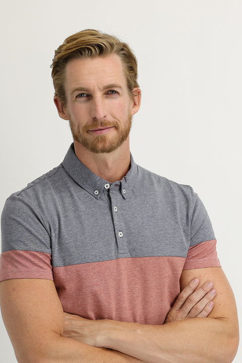 Açık Bordo Polo Yaka Regular Fit Desenli Tişört