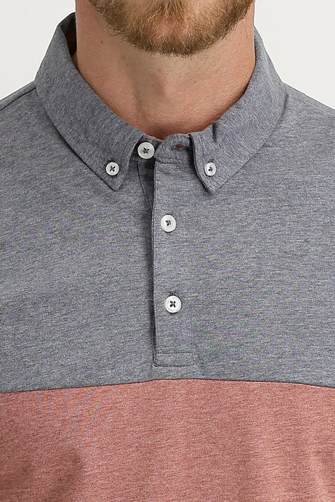 Açık Bordo Polo Yaka Regular Fit Desenli Tişört