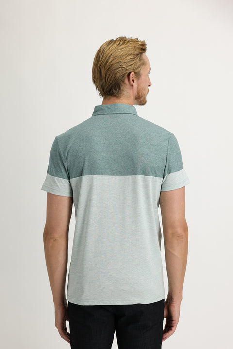 Çağla Yeşili Polo Yaka Regular Fit Desenli Pamuklu Tişört