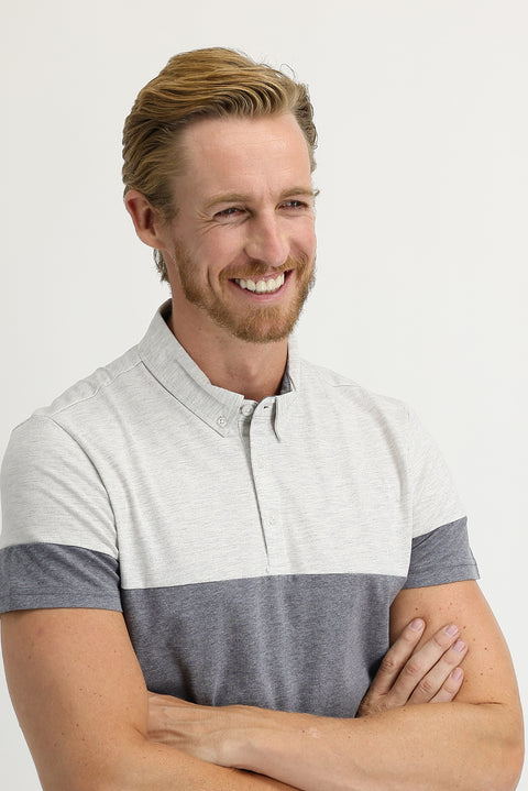 Orta Antrasit Polo Yaka Regular Fit Desenli Tişört