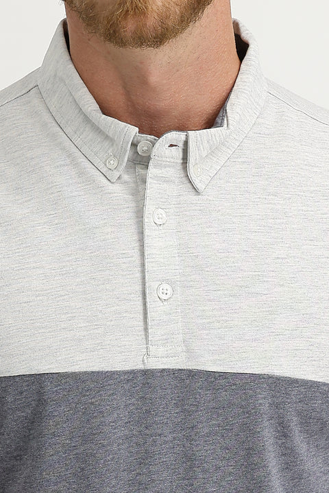 Orta Antrasit Polo Yaka Regular Fit Desenli Tişört