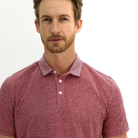 Açık Bordo Polo Yaka Regular Fit Desenli Pamuk Tişört