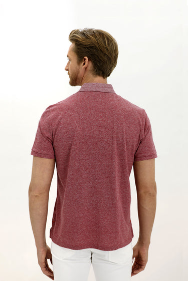 Açık Bordo Polo Yaka Regular Fit Desenli Pamuk Tişört