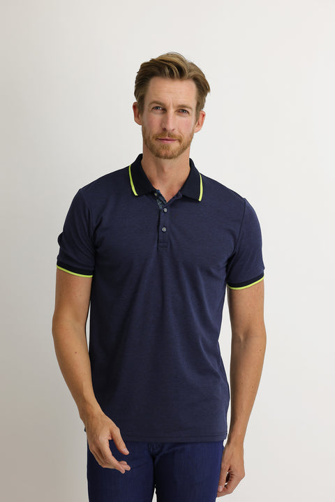 Orta Lacivert Polo Yaka Regular Fit Tişört