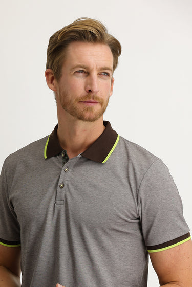 Orta Kahve Polo Yaka Regular Fit Tişört