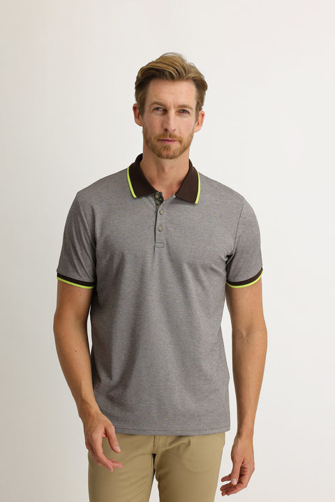 Orta Kahve Polo Yaka Regular Fit Pamuklu Tişört