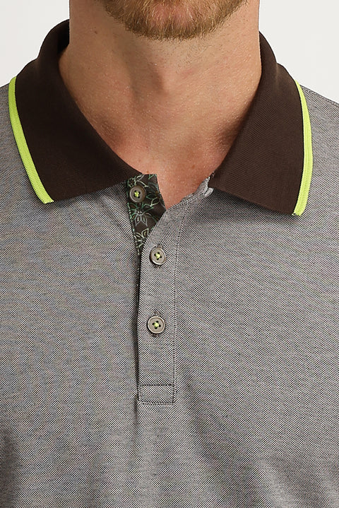 Orta Kahve Polo Yaka Regular Fit Pamuklu Tişört