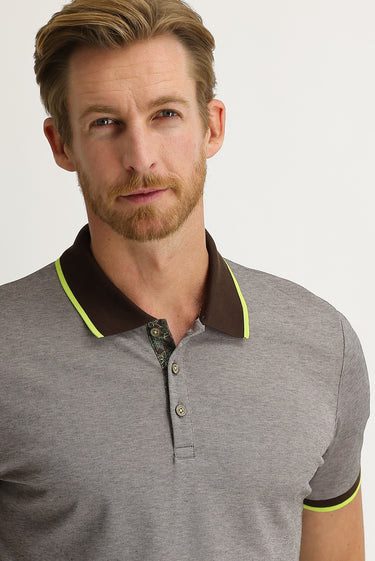 Orta Kahve Polo Yaka Regular Fit Tişört