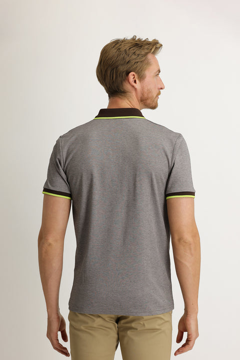 Orta Kahve Polo Yaka Regular Fit Pamuklu Tişört