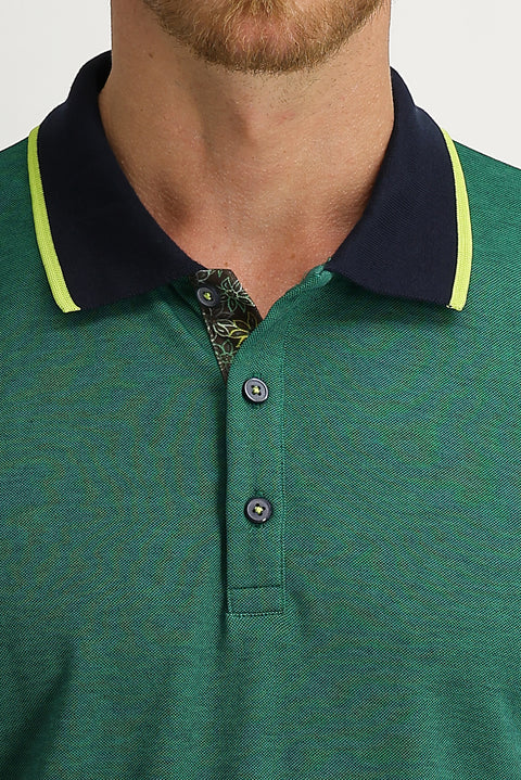 Orman Yeşili Polo Yaka Regular Fit Pamuklu Tişört