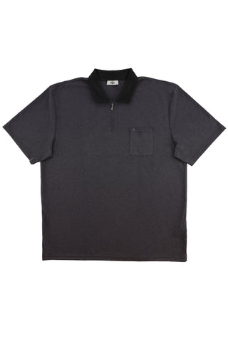  Siyah Büyük Beden Polo Yaka Regular Fit Fermuarlı Tişört