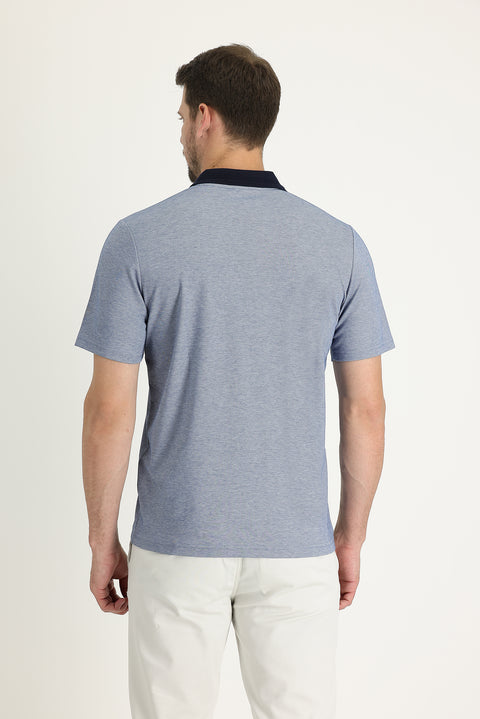 Orta Lacivert Cepli Polo Yaka Regular Fit Fermuarlı Nakışlı Tişört