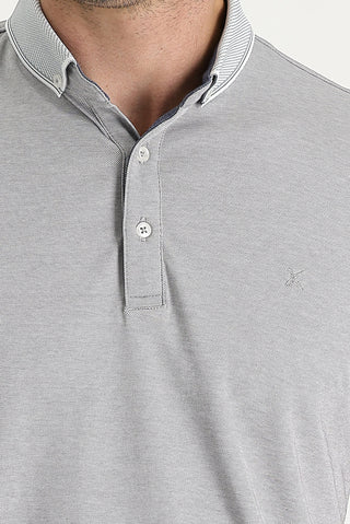  Gümüş Polo Yaka Regular Fit Nakışlı Tişört