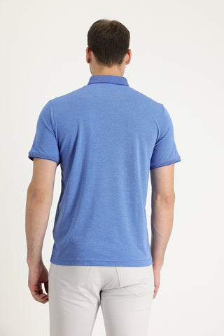  Mavi Polo Yaka Regular Fit Nakışlı Tişört