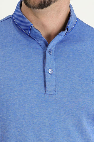  Mavi Polo Yaka Regular Fit Nakışlı Tişört