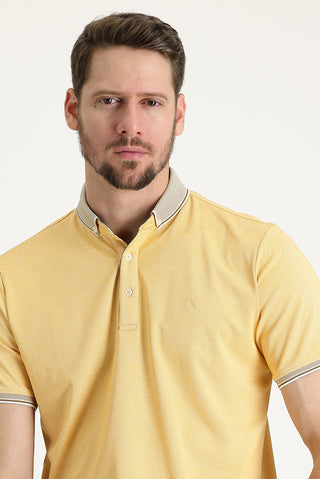  Hardal Polo Yaka Regular Fit Nakışlı Tişört