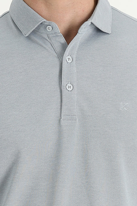 Gümüş Polo Yaka Regular Fit Nakışlı Tişört