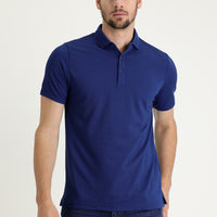 Saks Mavi Polo Yaka Regular Fit Nakışlı Tişört