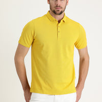 Limon Sarı Polo Yaka Regular Fit Nakışlı Tişört