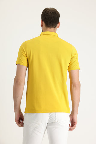  Limon Sarı Polo Yaka Regular Fit Nakışlı Tişört