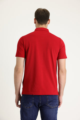  Koyu Kırmızı Polo Yaka Regular Fit Tişört