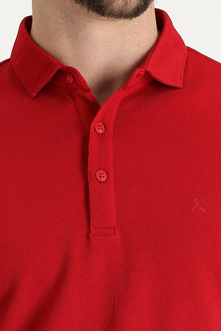  Koyu Kırmızı Polo Yaka Regular Fit Tişört