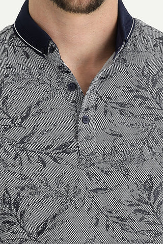  Koyu Lacivert Polo Yaka Regular Fit Desenli Tişört